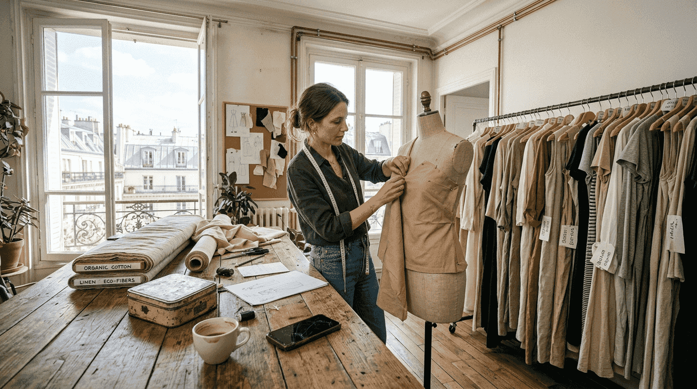 Designer in luxury sustainable fashion studio
