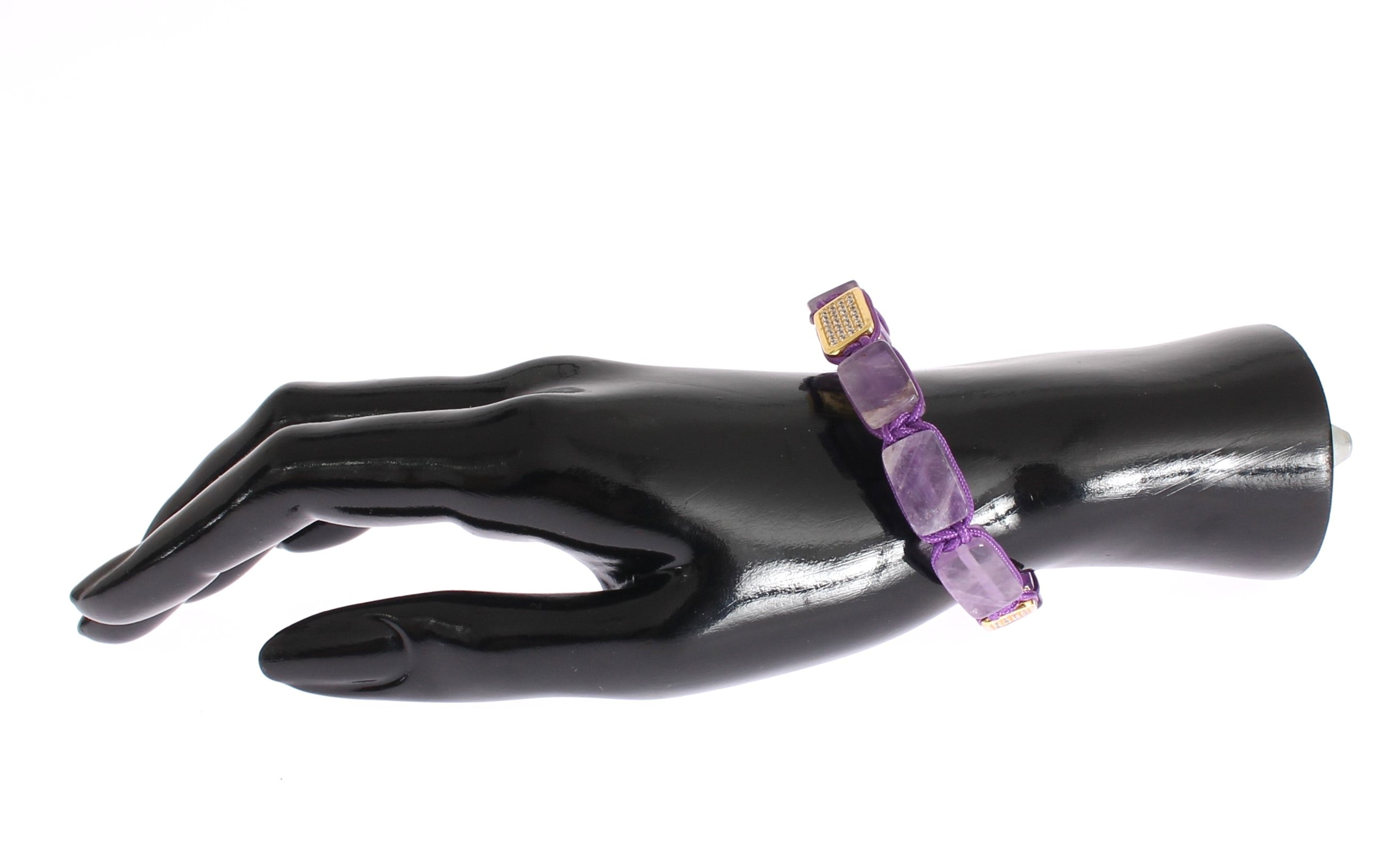 Nialaya Dazzling Diamond Gold-Plated Amethyst Bracelet Nialaya