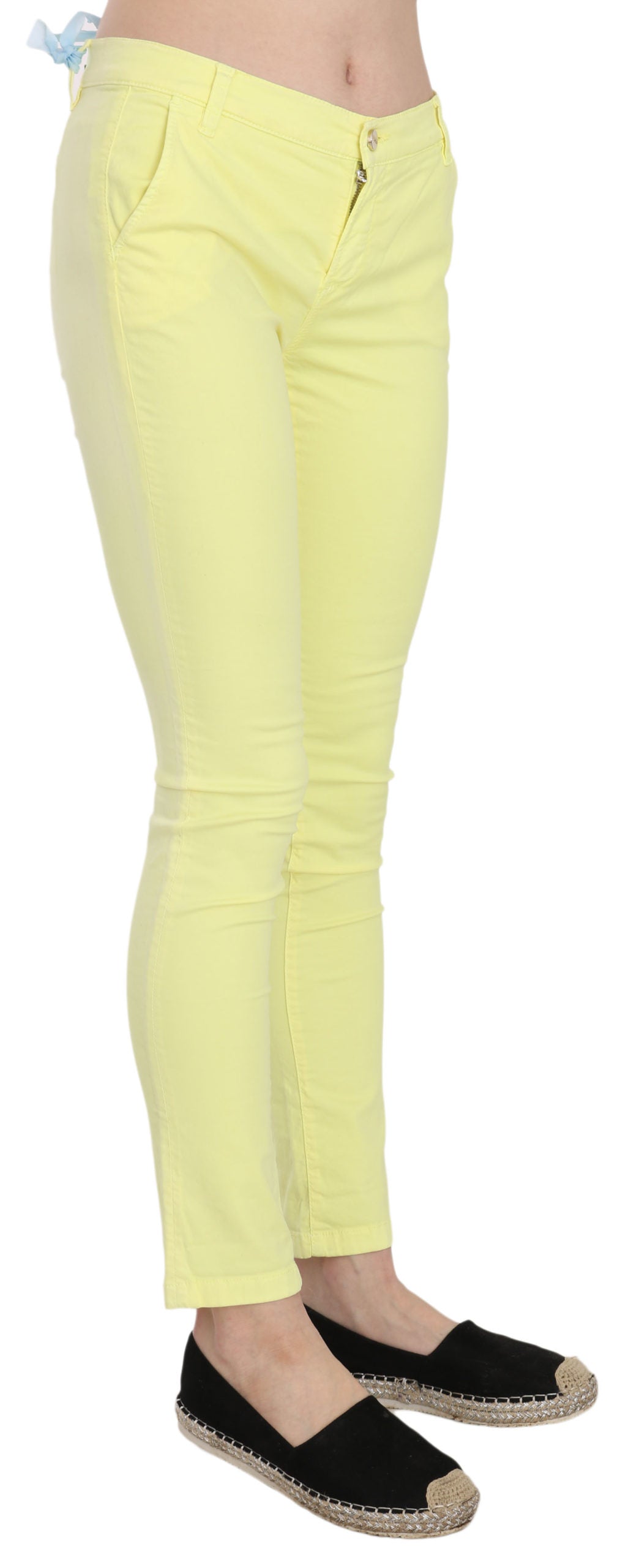 PINKO Yellow Cotton Stretch Low Waist Skinny Casual Trouser Pants PINKO