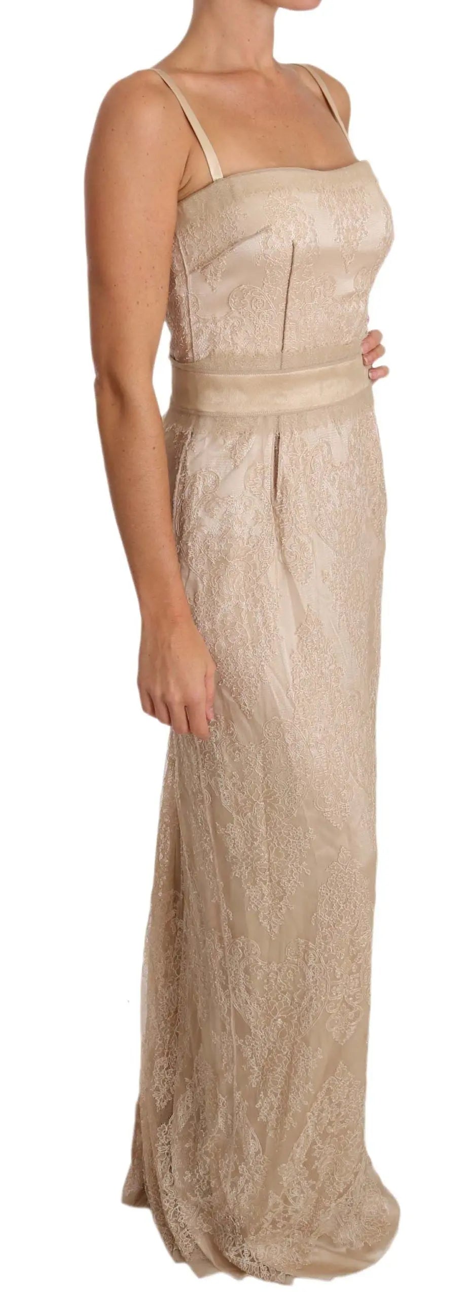 Dolce & Gabbana Elegant Beige Sheath Floor-Length Dress Dolce & Gabbana