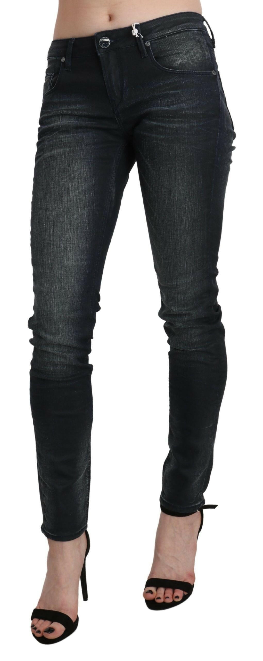 Acht Black Washed Low Waist Skinny Denim Trouser.
