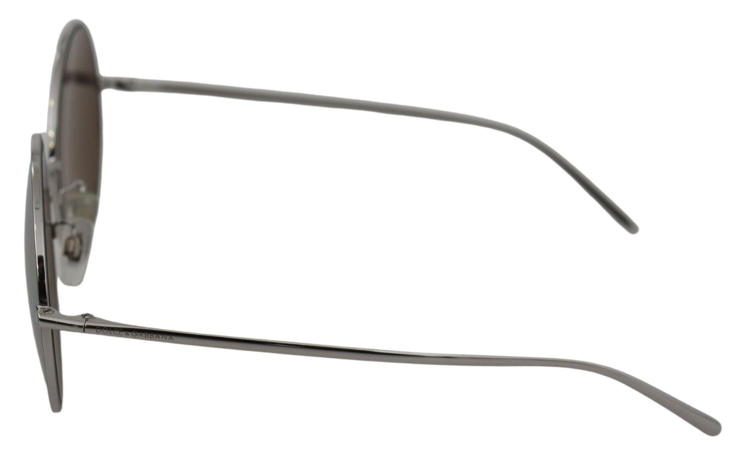 Dolce & Gabbana Silver Plated Round Gray Le nses Women Sunglasses.