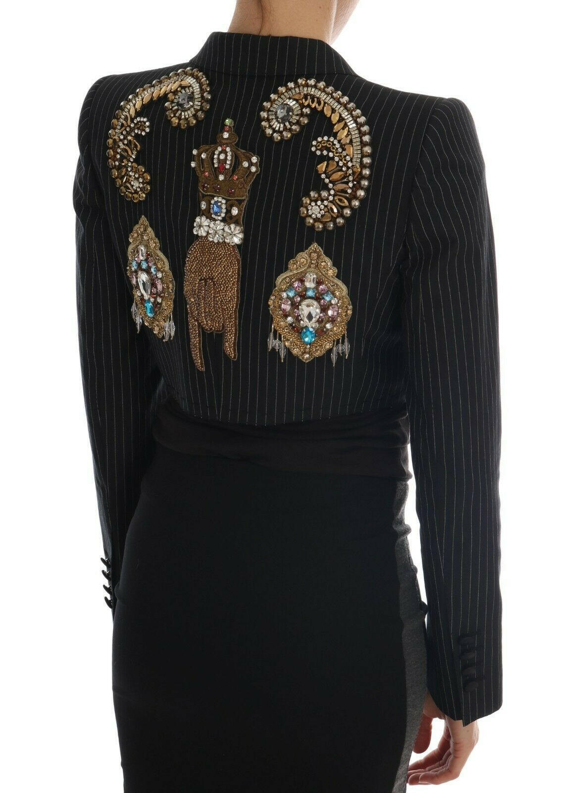 Dolce & Gabbana Black Crystal Fairy Tale Blazer Jacket.