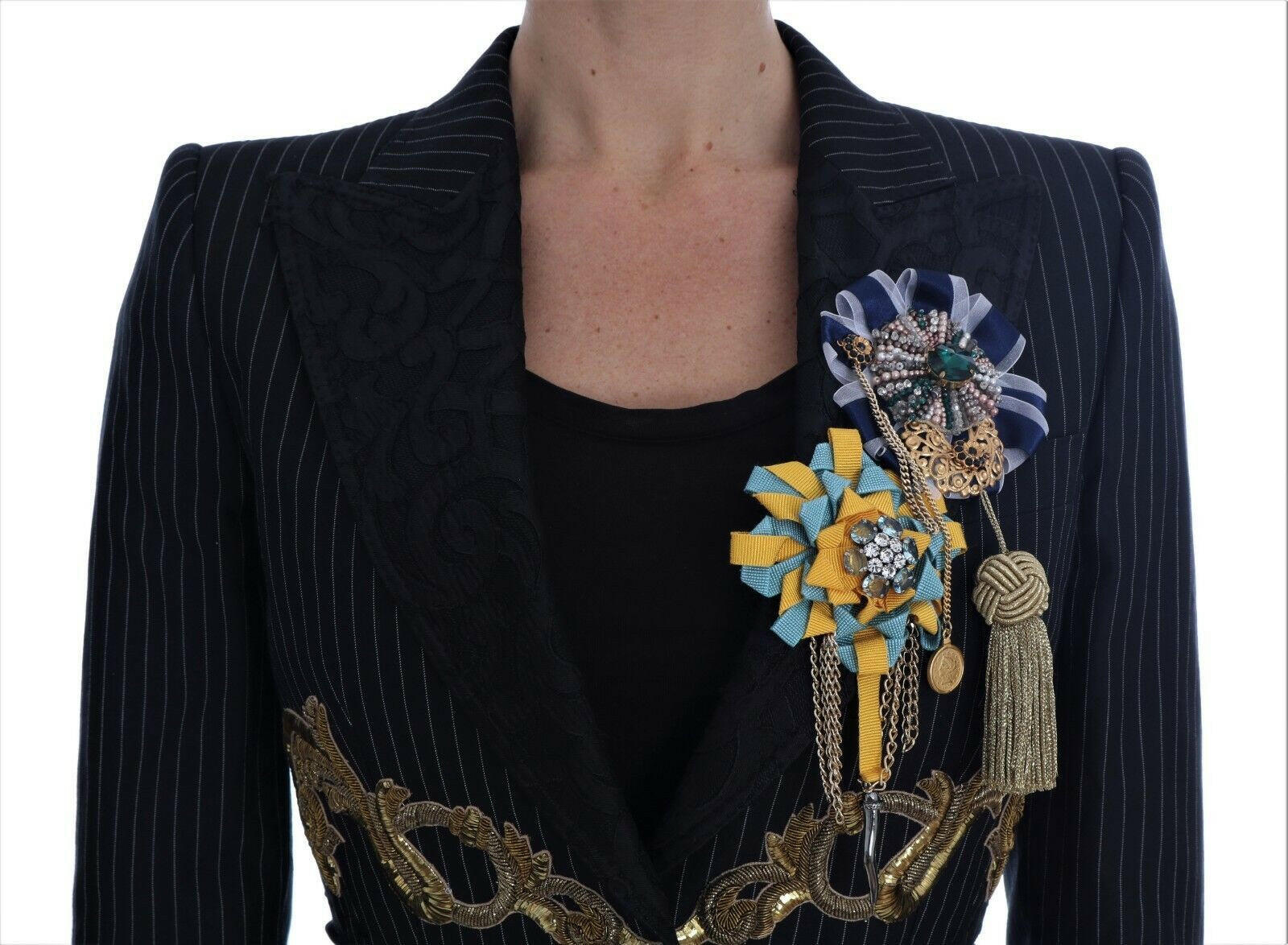 Dolce & Gabbana Black Crystal Fairy Tale Blazer Jacket.