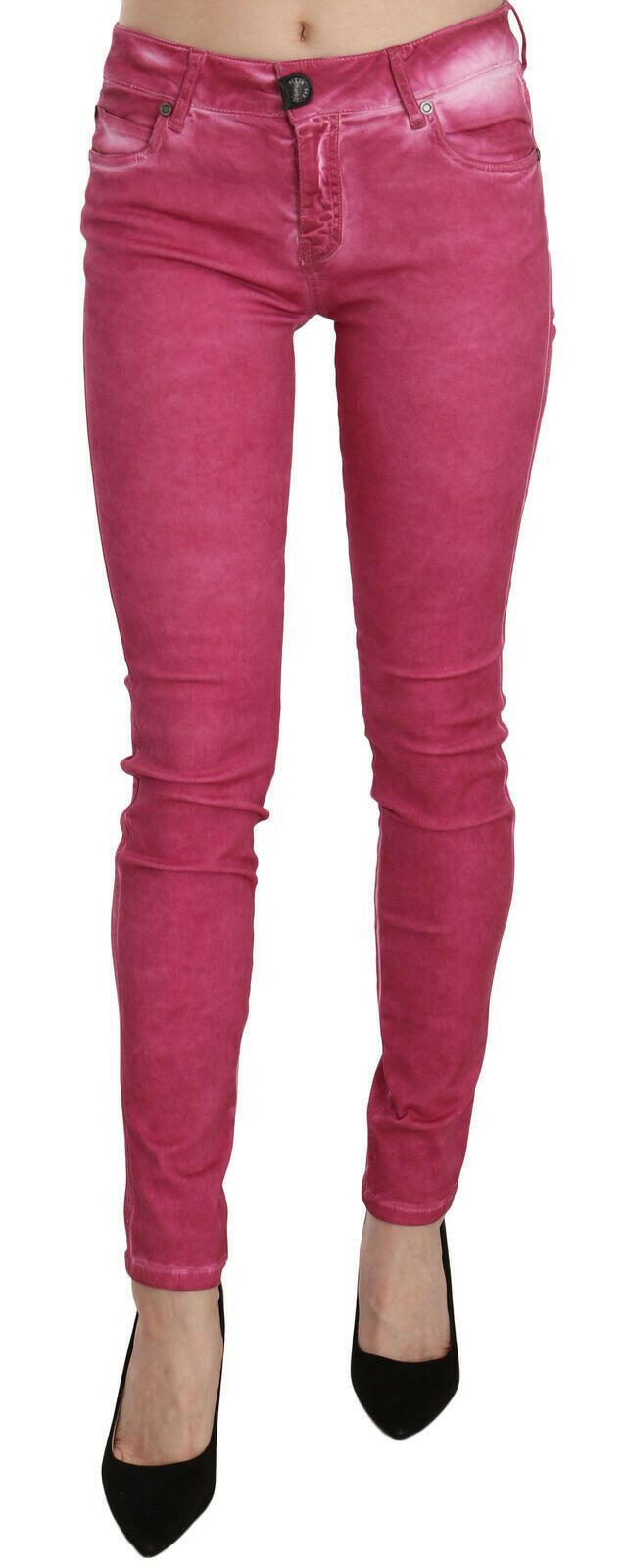 Dolce & Gabbana Pink Velvet Mid Waist Skinny Trouser Pants.