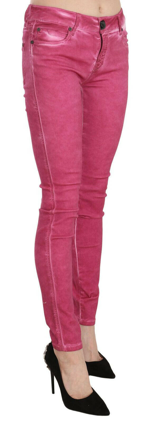 Dolce & Gabbana Pink Velvet Mid Waist Skinny Trouser Pants.