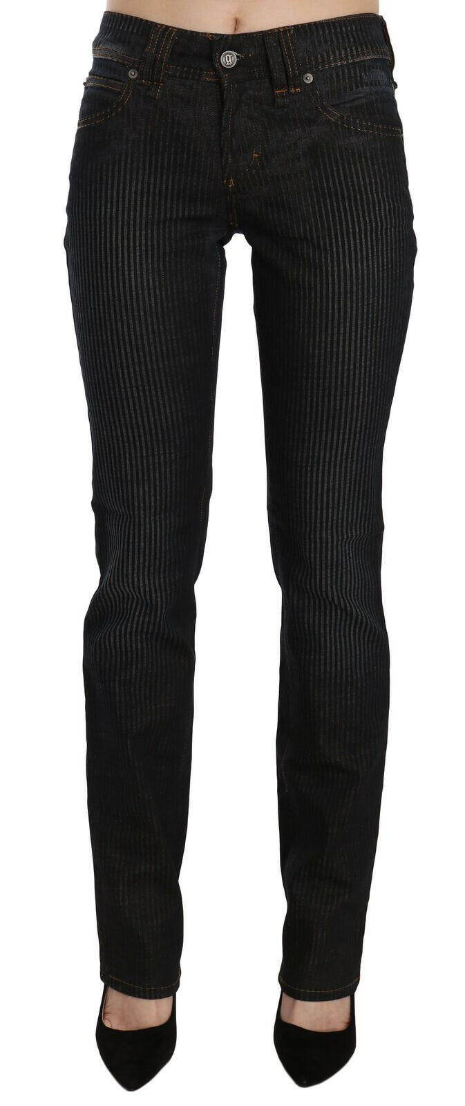 John Galliano Black Mid Waist Slim Fit Corduroy Denim Casual Pants.