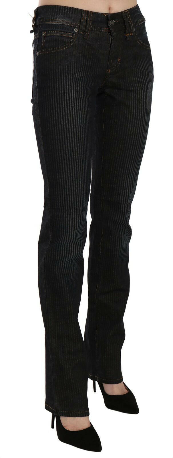 John Galliano Black Mid Waist Slim Fit Corduroy Denim Casual Pants.