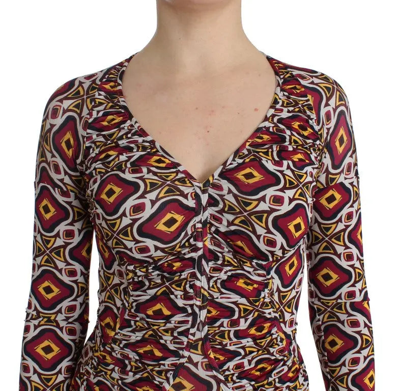 GF Ferre Chic Multicolor Cocktail V-Neck Dress GF Ferre