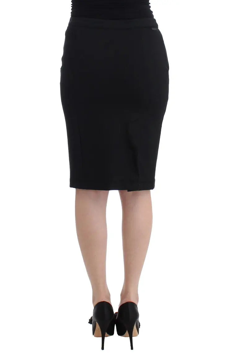 GF Ferre Chic Black Pencil Skirt Knee Length with Side Zip - MaraFormigone