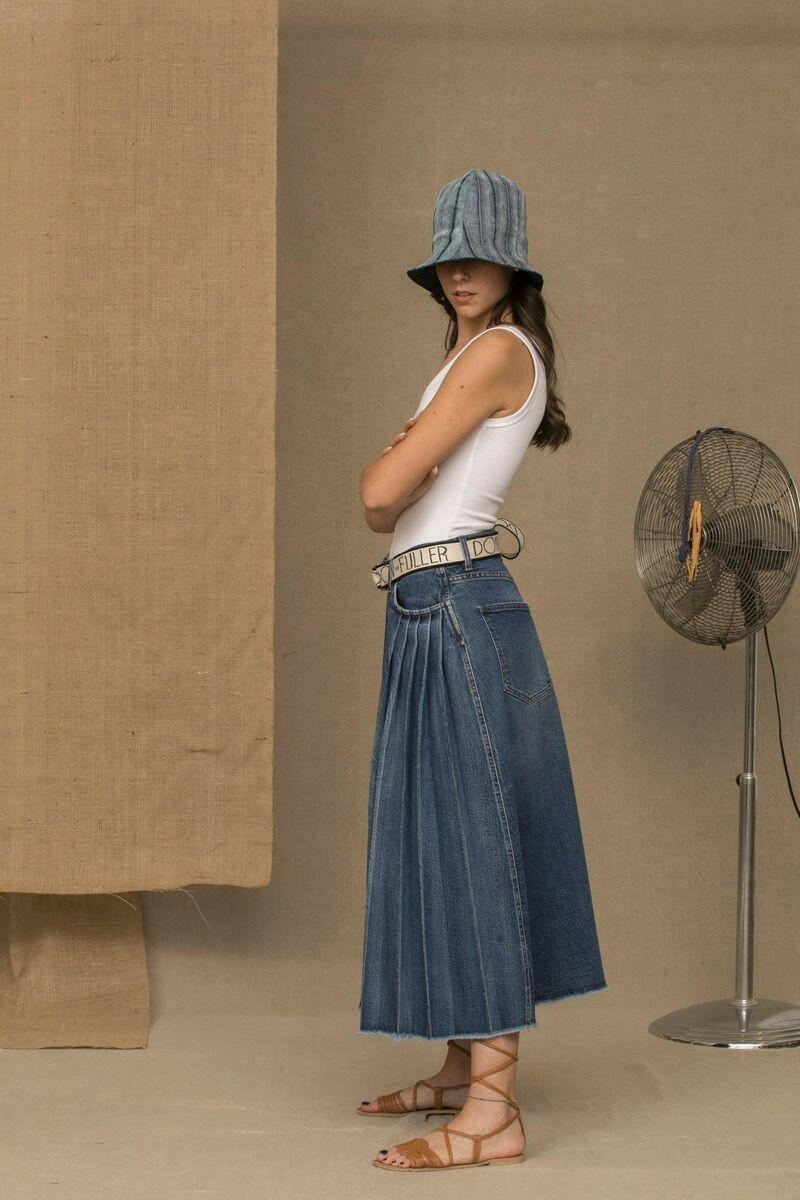 Don The Fuller Blue Cotton Women Skirt.