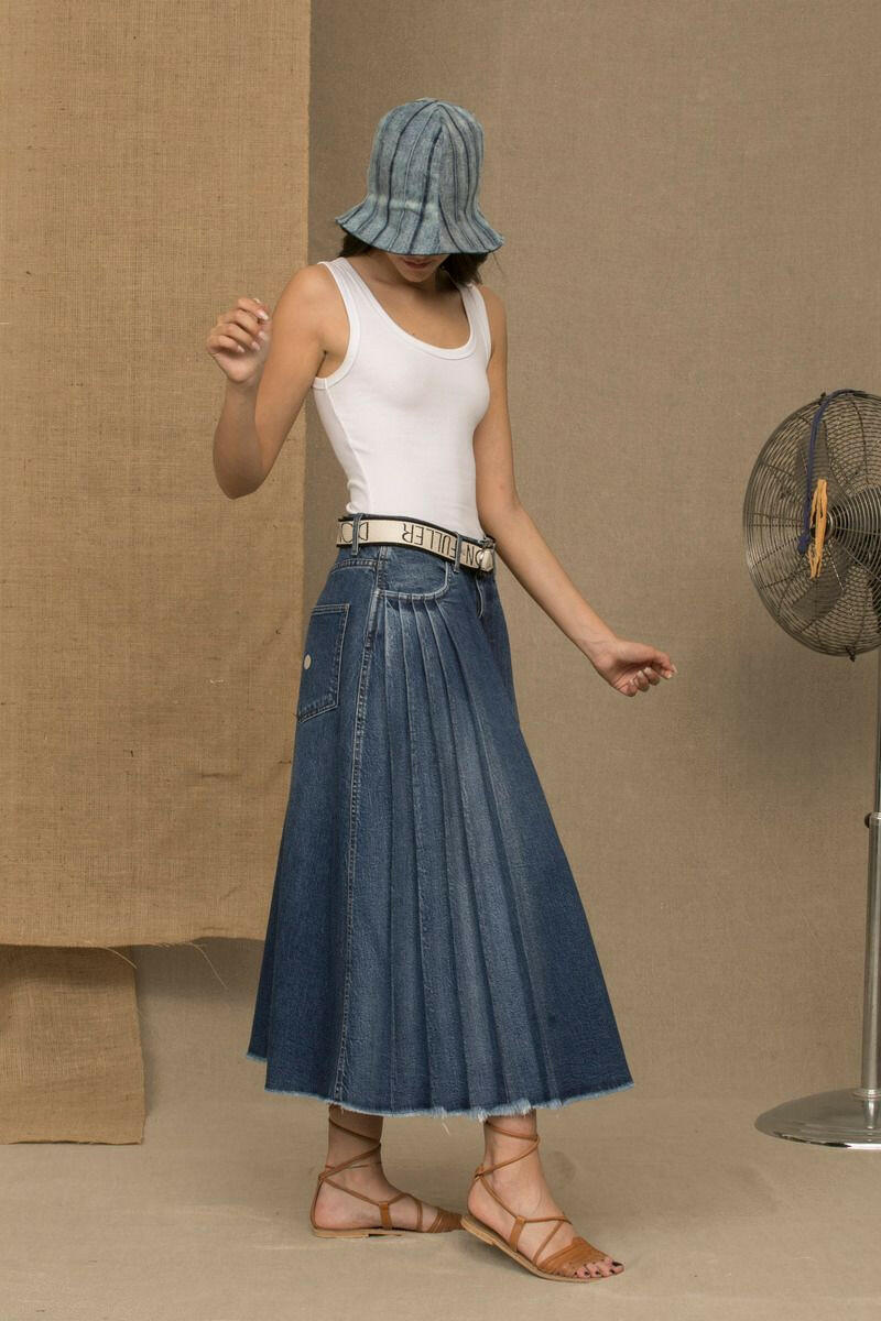 Don The Fuller Blue Cotton Women Skirt.