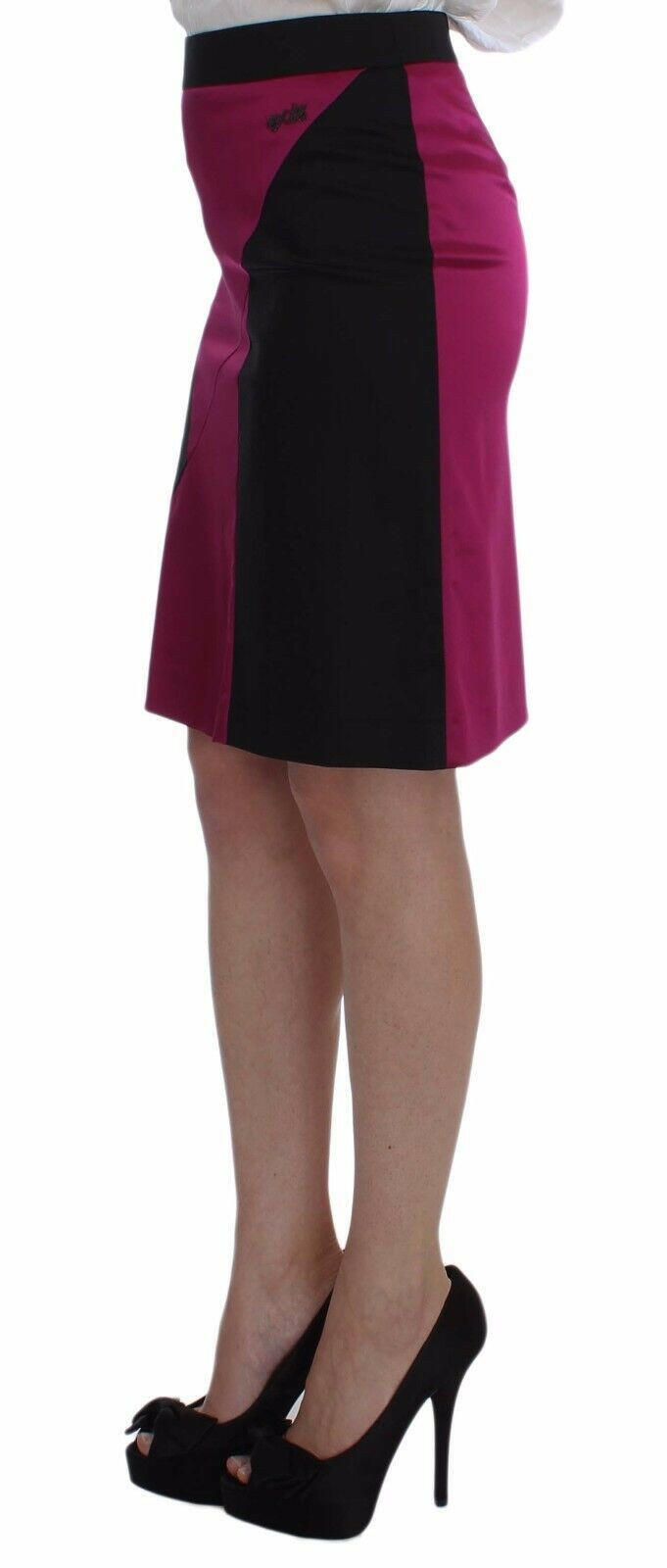 Exte Pink Black Above Knees Cotton Stretch Skirt.