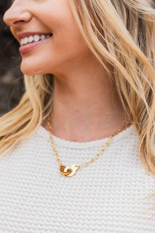 18K Stainless Steel Handcuff Necklace.