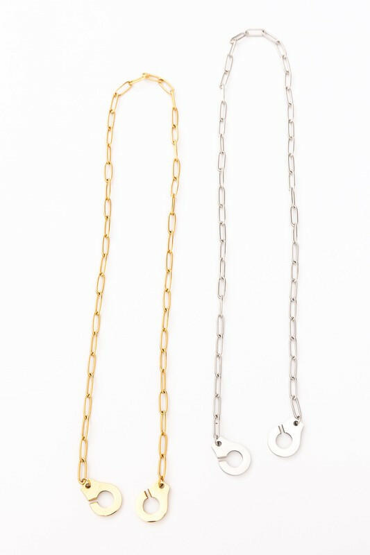 18K Stainless Steel Handcuff Necklace.