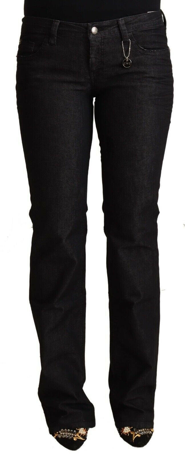 Costume National Black Cotton Low Waist Skinny Jeans.
