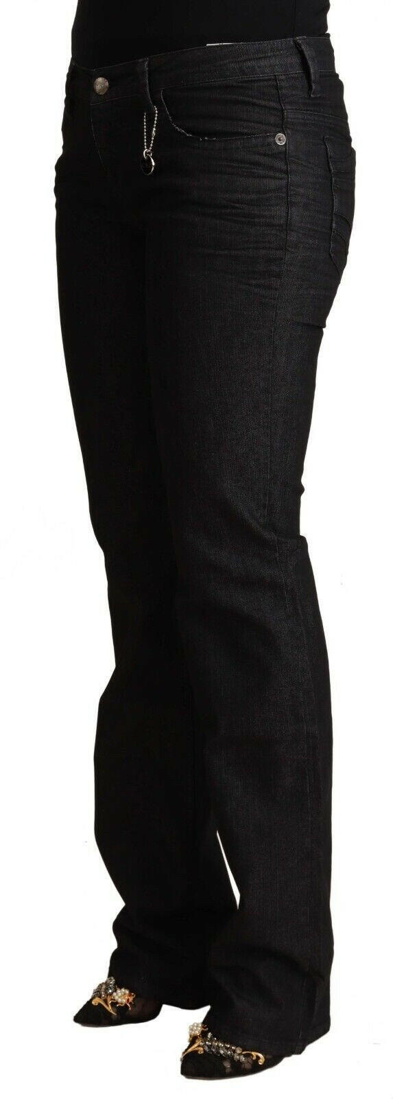 Costume National Black Cotton Low Waist Skinny Jeans.