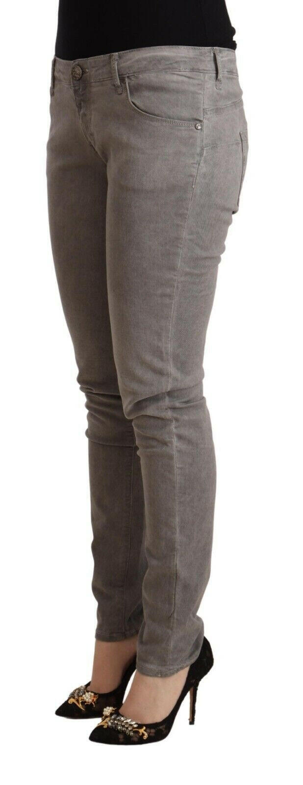 Acht Light Gray Washed Cotton Slim Fit Denim Jeans.