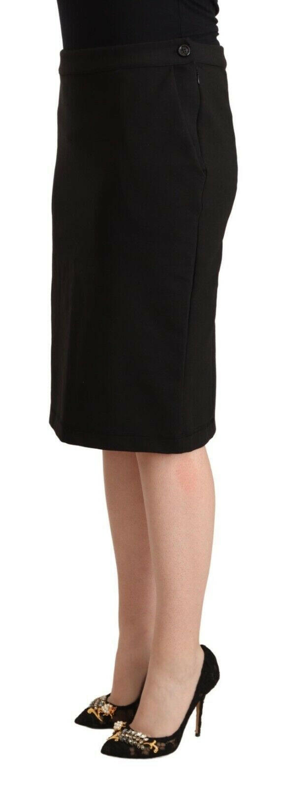 GF Ferre Black Straight Pencil Cut Knee Length Skirt.