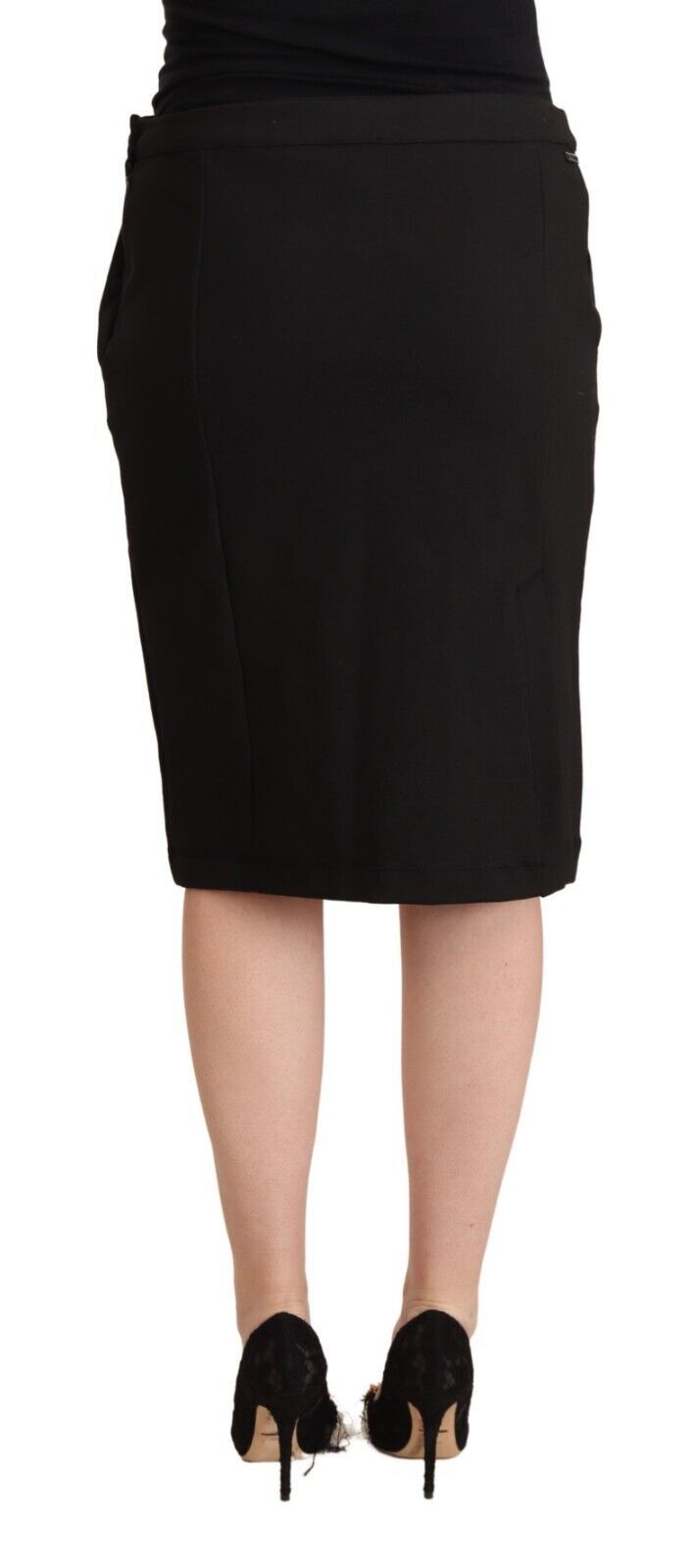 GF Ferre Black Straight Pencil Cut Knee Length Skirt GF Ferre