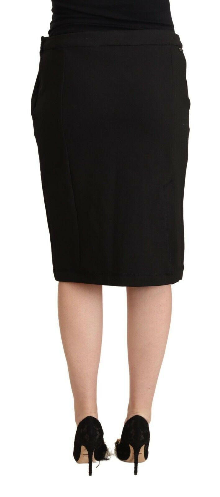 GF Ferre Black Straight Pencil Cut Knee Length Skirt.