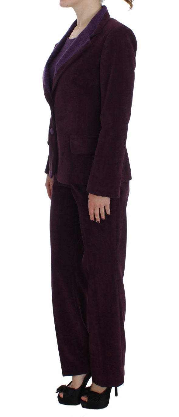 BENCIVENGA Elegant Purple Wool Blend Three Piece Suit Set BENCIVENGA