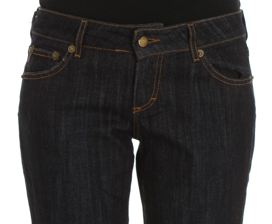 Cavalli Blue Cotton Straight Fit Stretch Jeans Cavalli