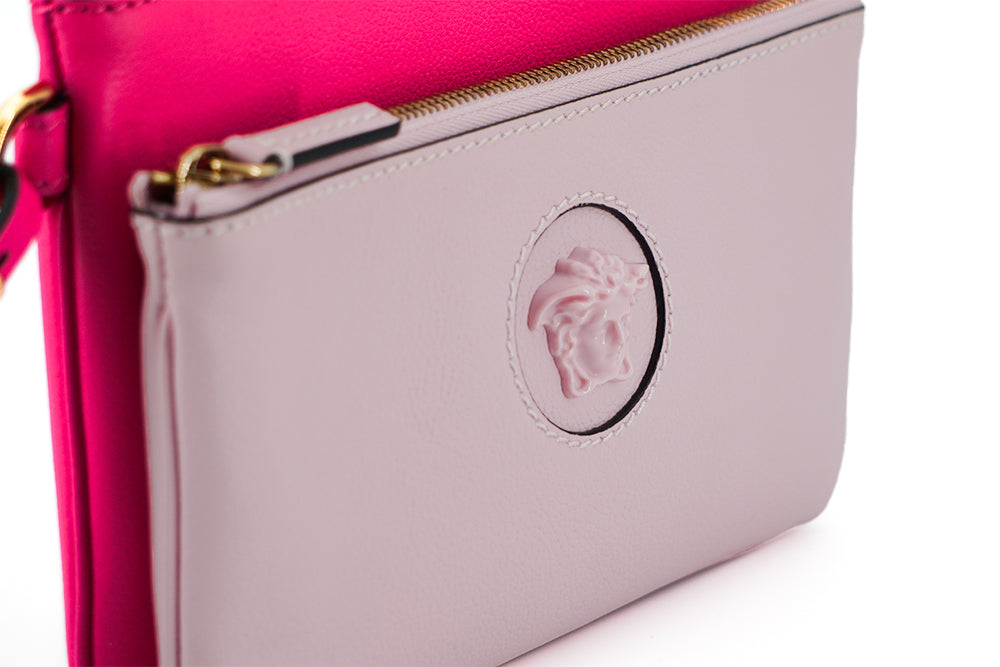 Versace Elegant Pink Leather Pouch Clutch Versace