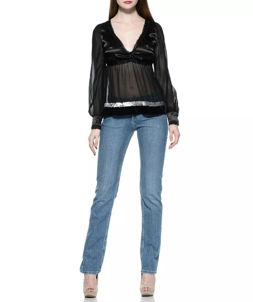 Ungaro Fever Light Blue Cotton Women Jeans.