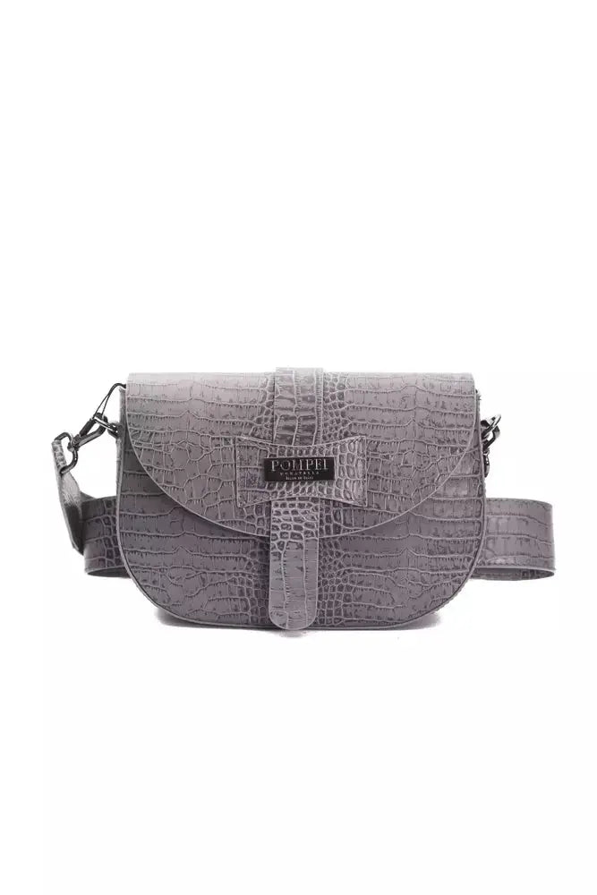 Pompei Donatella Gray Leather Women Crossbody Bag.