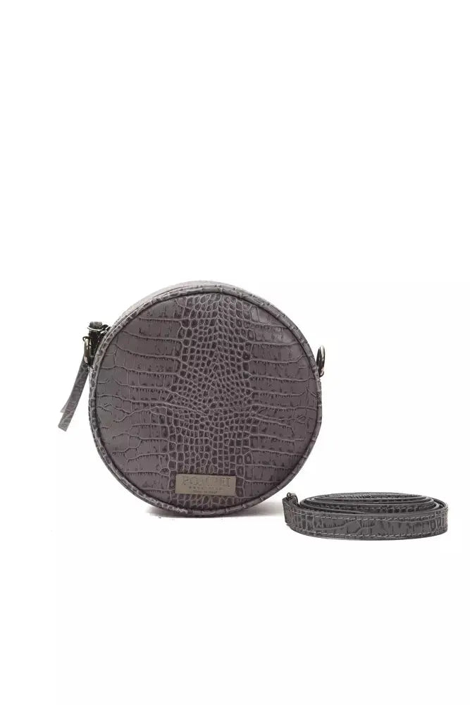 Pompei Donatella Gray Leather Women Crossbody Bag.