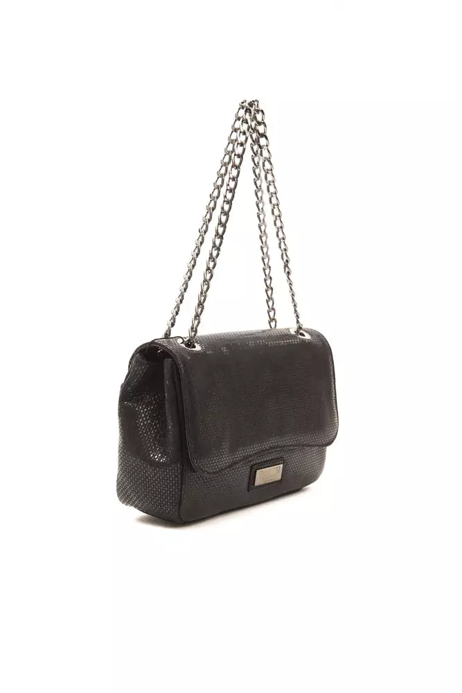 Pompei Donatella Black Leather Women Crossbody Bag.