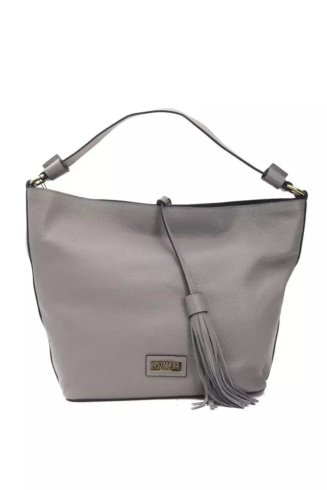 Pompei Donatella Gray Leather Women Shoulder Bag.
