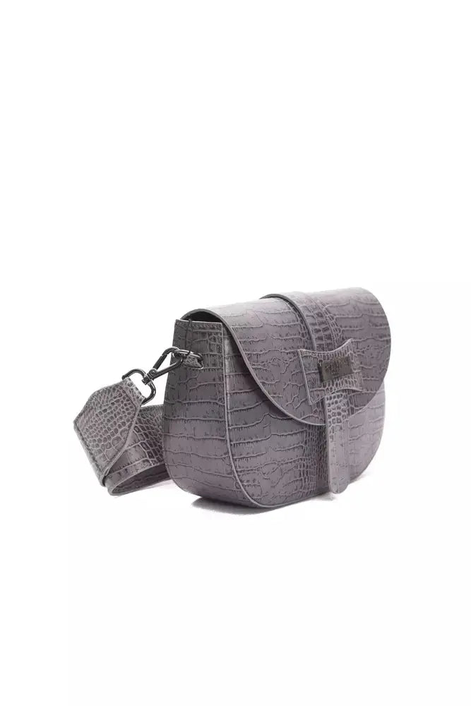 Pompei Donatella Gray Leather Women Crossbody Bag.