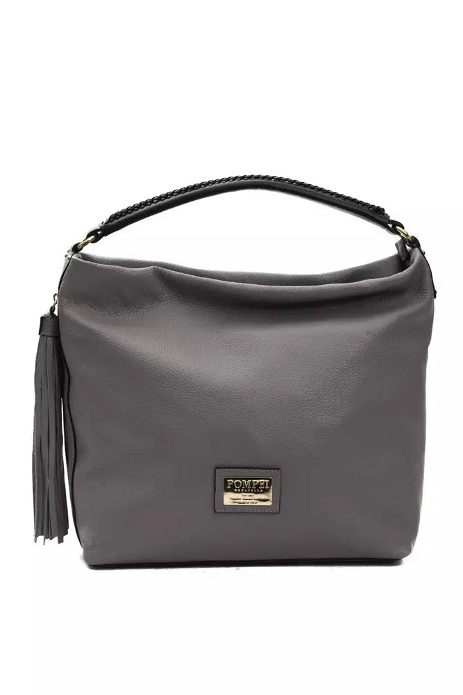 Pompei Donatella Gray Leather Women Shoulder Bag.