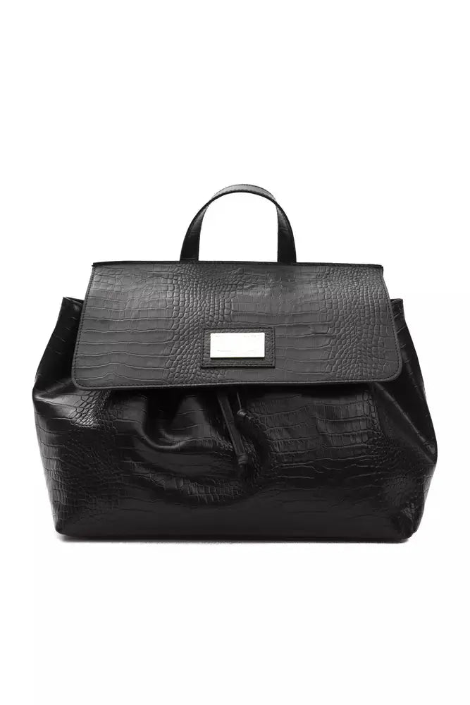 Pompei Donatella Black Leather Women Shoulder Bag.