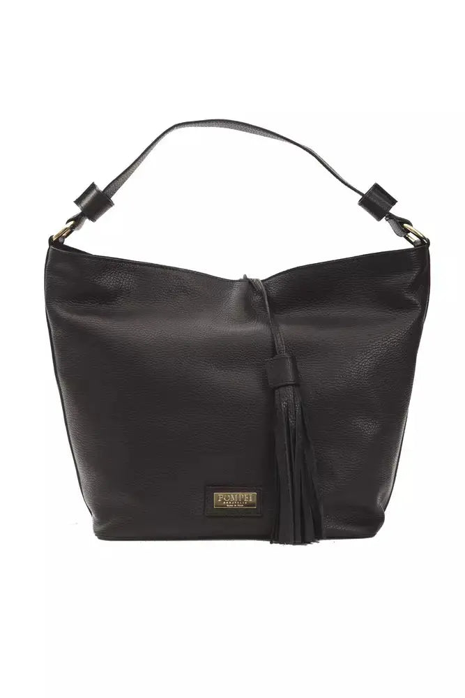 Pompei Donatella Black Leather Women Shoulder Bag.