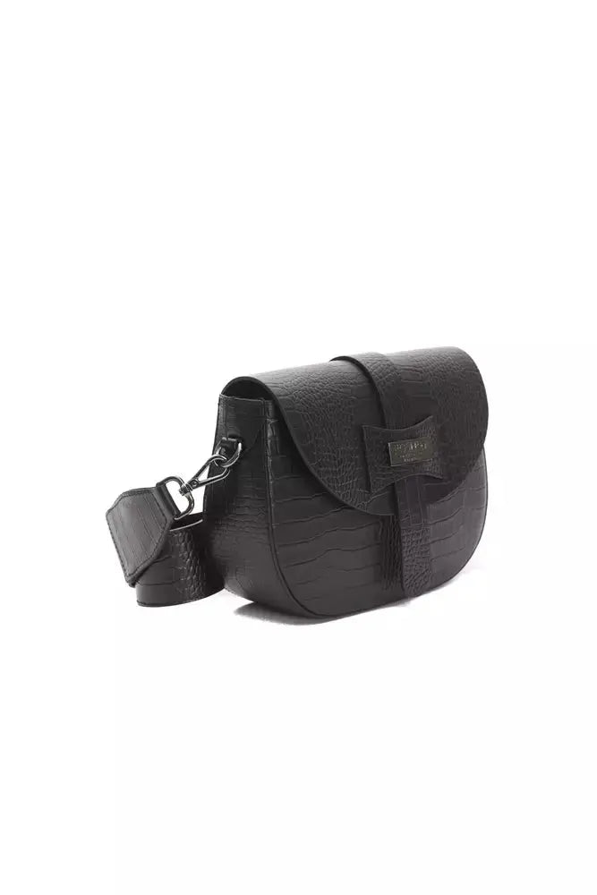 Pompei Donatella Black Leather Women Crossbody Bag.
