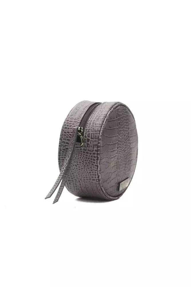 Pompei Donatella Gray Leather Women Crossbody Bag.