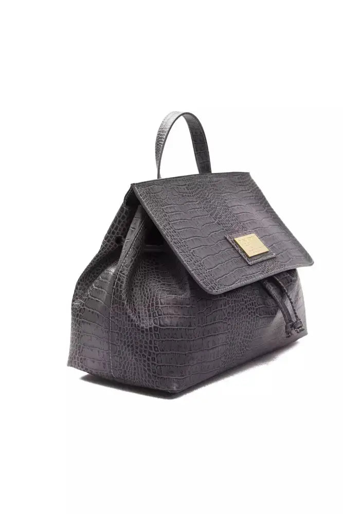 Pompei Donatella Gray Leather Women Shoulder Bag.
