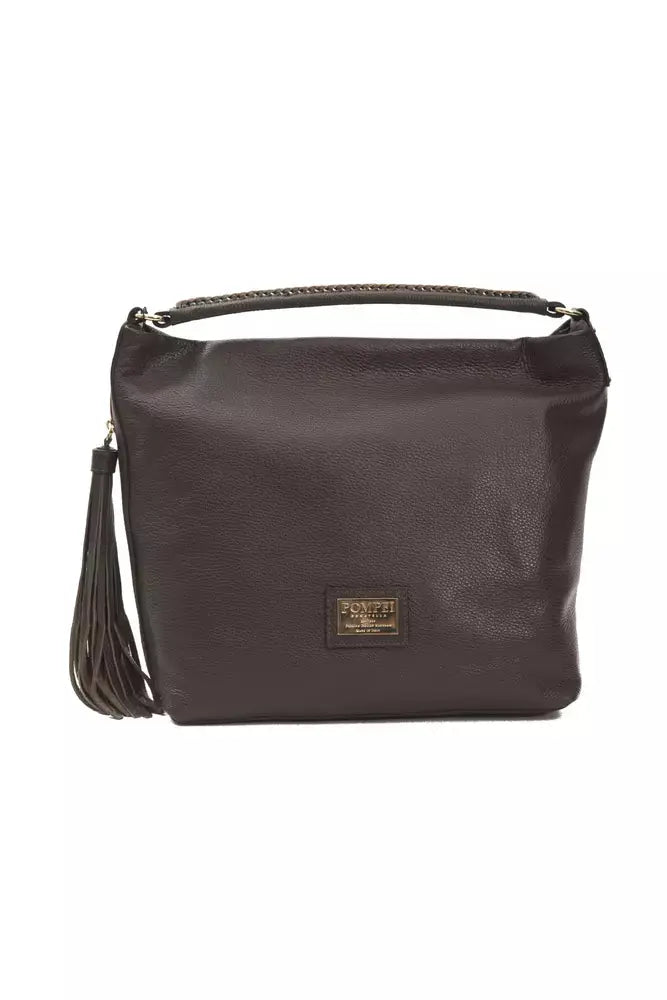 Pompei Donatella Brown Leather Women Shoulder Bag.