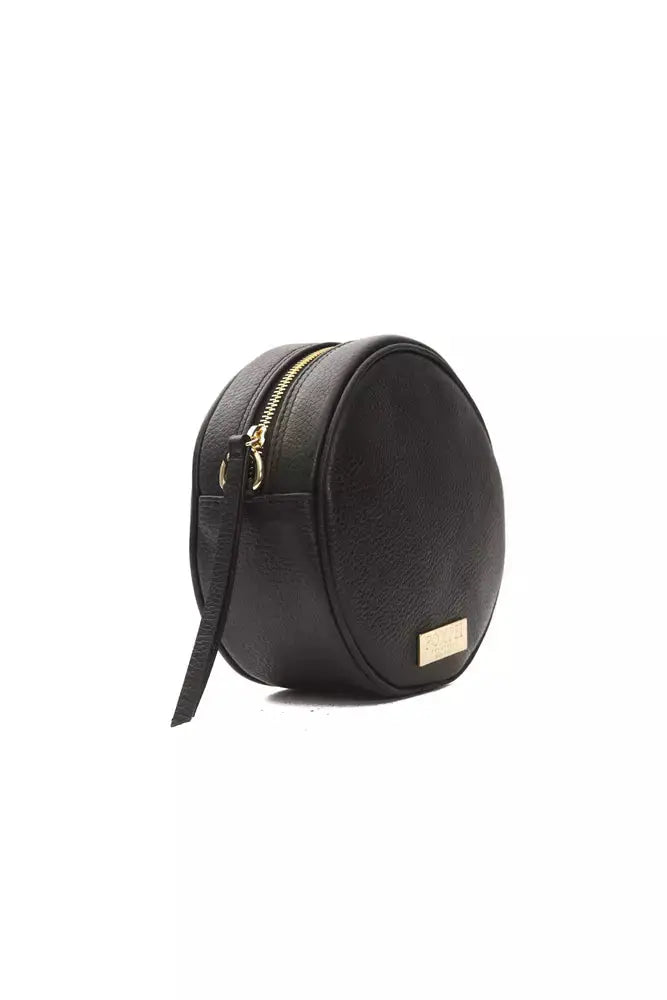 Pompei Donatella Black Leather Women Crossbody Bag.