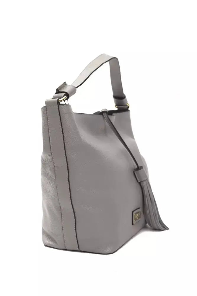 Pompei Donatella Gray Leather Women Shoulder Bag.