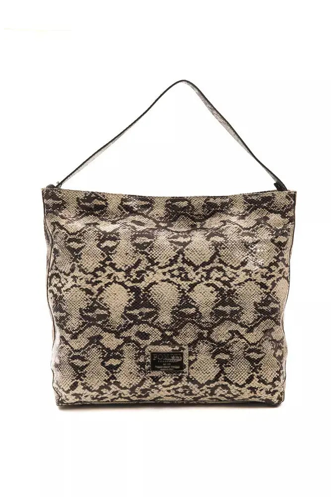 Pompei Donatella Gray Leather Women Shoulder Bag.
