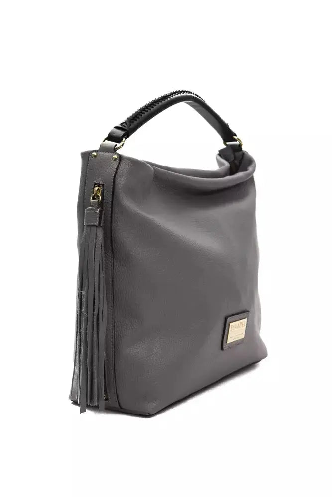 Pompei Donatella Gray Leather Women Shoulder Bag.