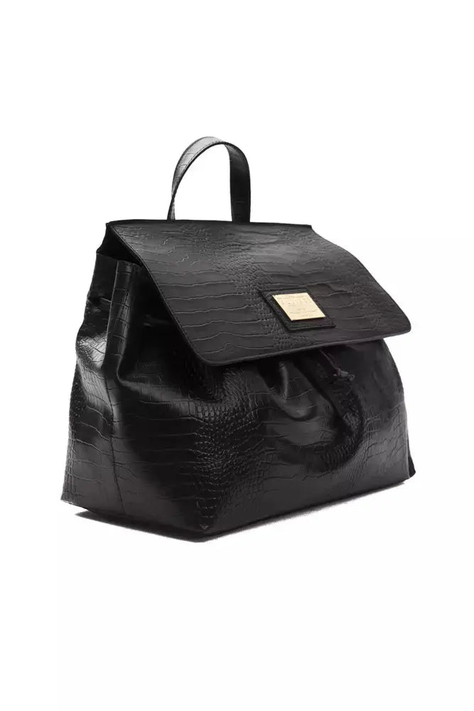 Pompei Donatella Black Leather Women Shoulder Bag.