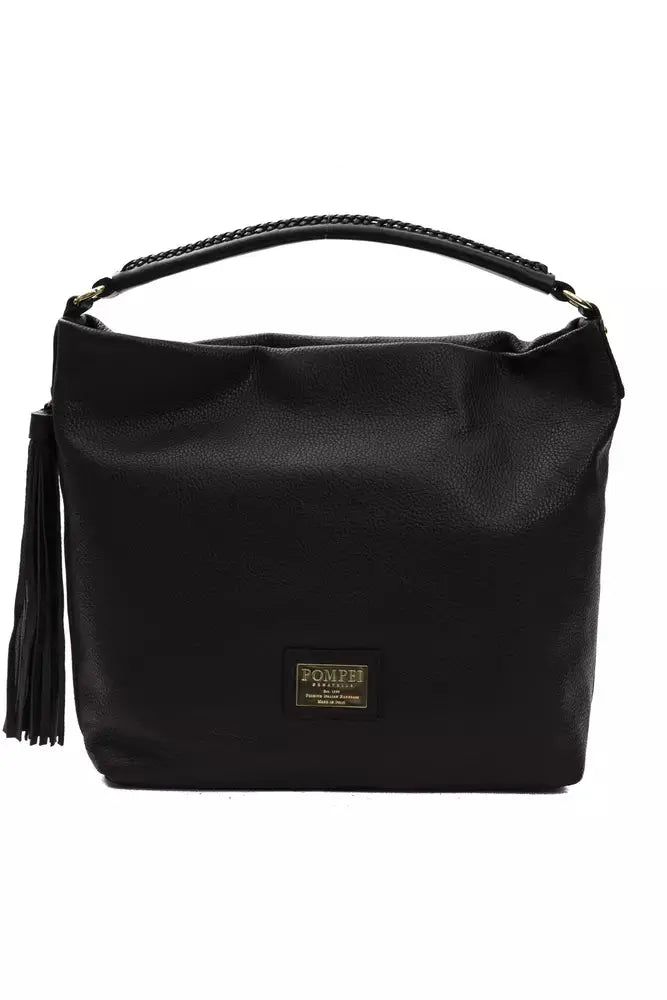 Pompei Donatella Black Leather Women Shoulder Bag.