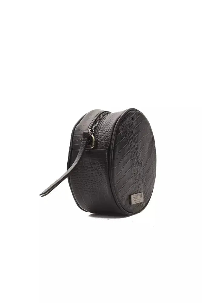 Pompei Donatella Black Leather Women Crossbody Bag.