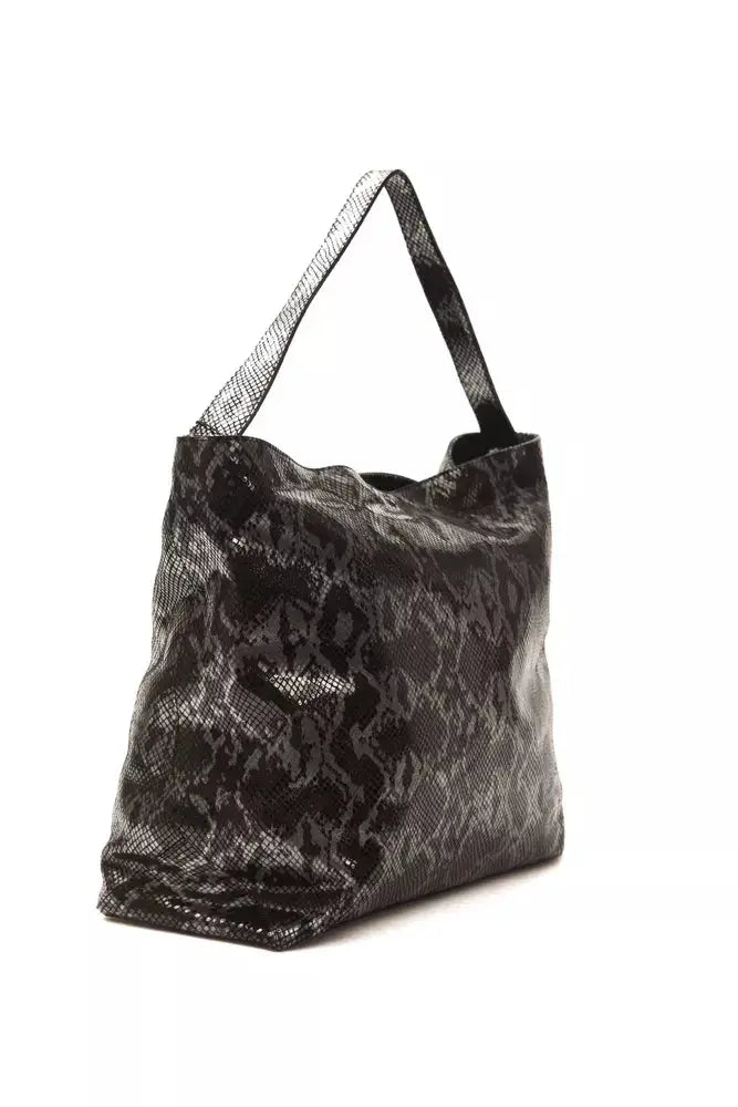 Pompei Donatella Gray Leather Women Shoulder Bag.