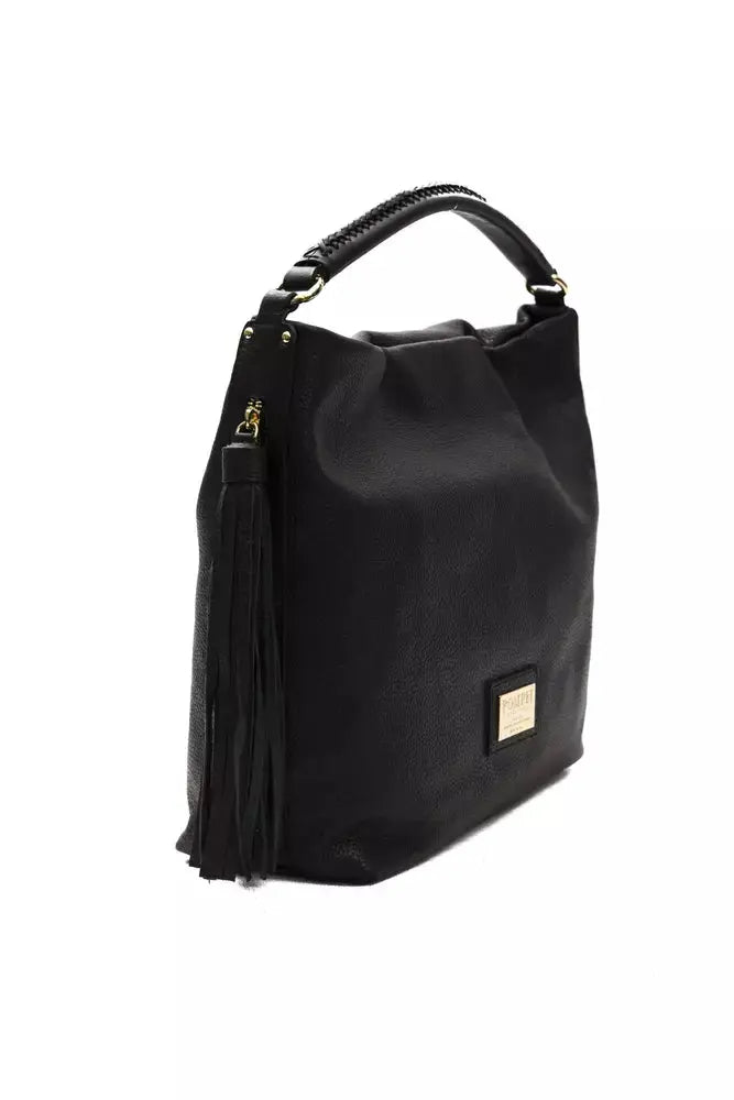 Pompei Donatella Black Leather Women Shoulder Bag.
